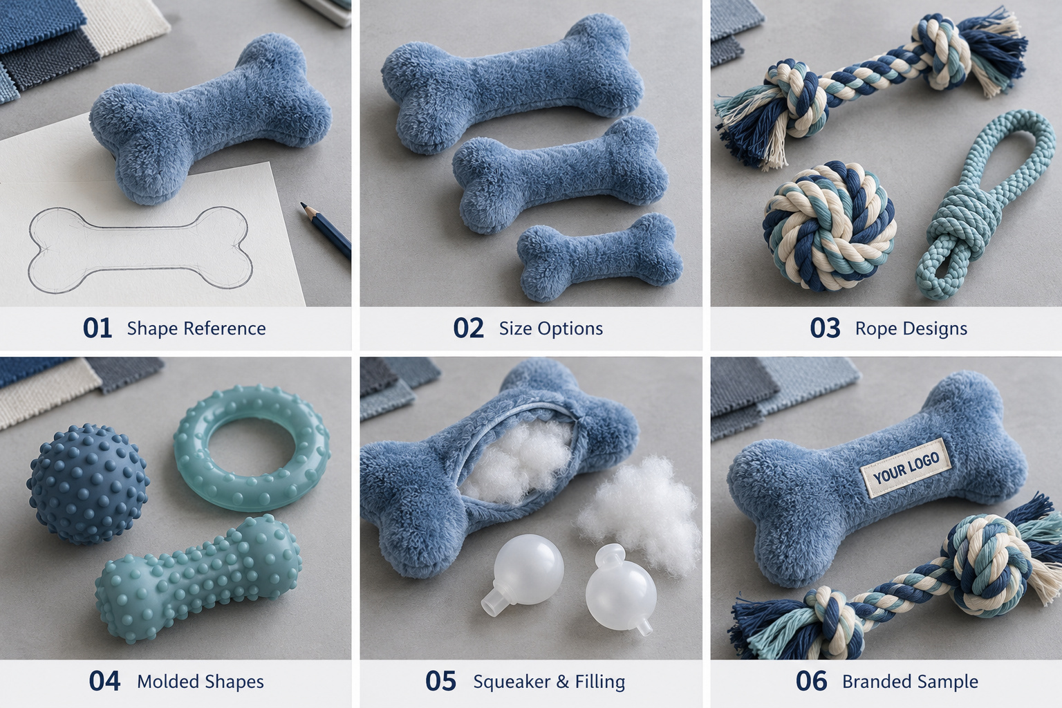 Custom pet toy designs, sizes and branded samples