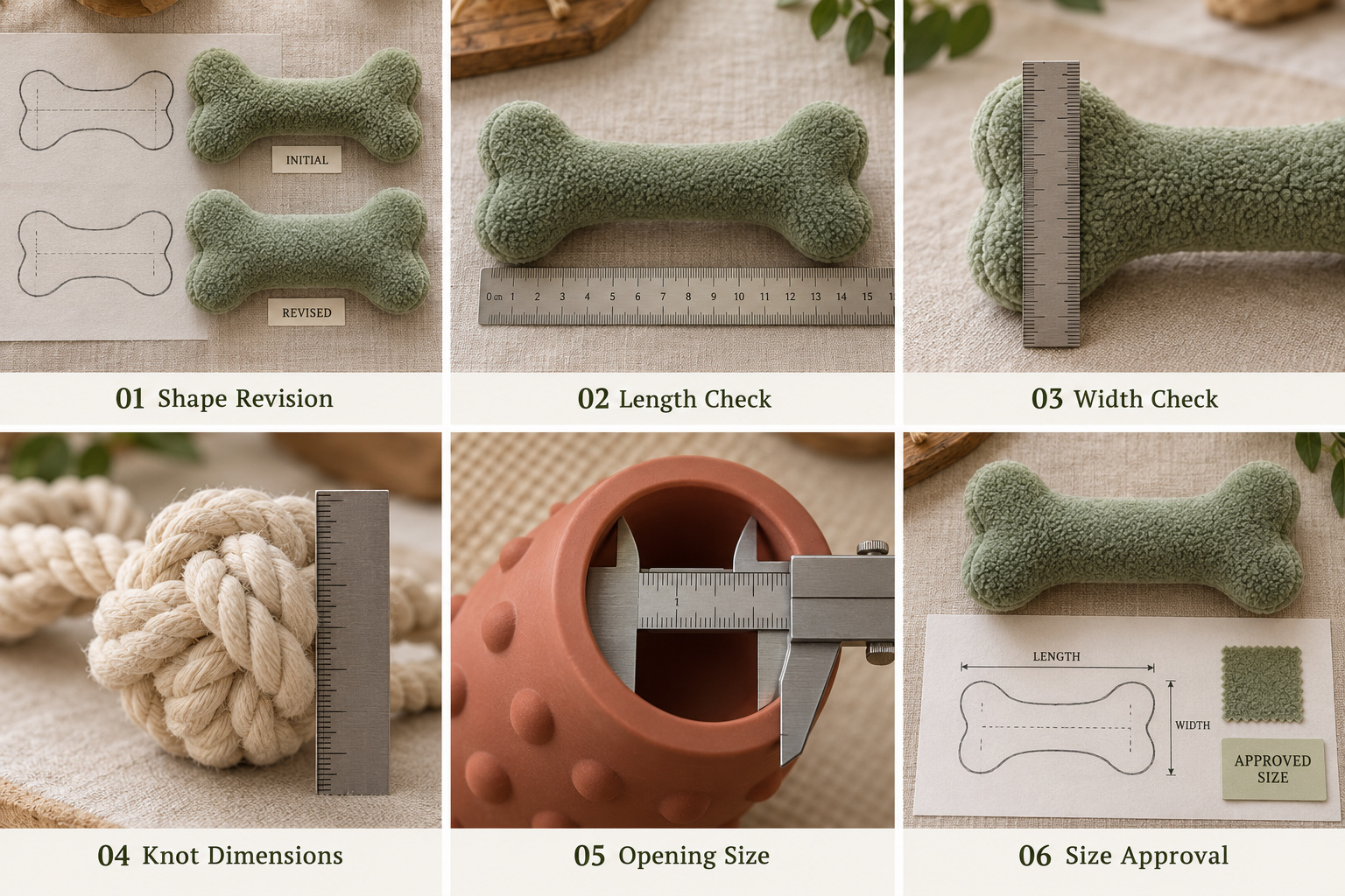 Custom pet toy measurements and size approval