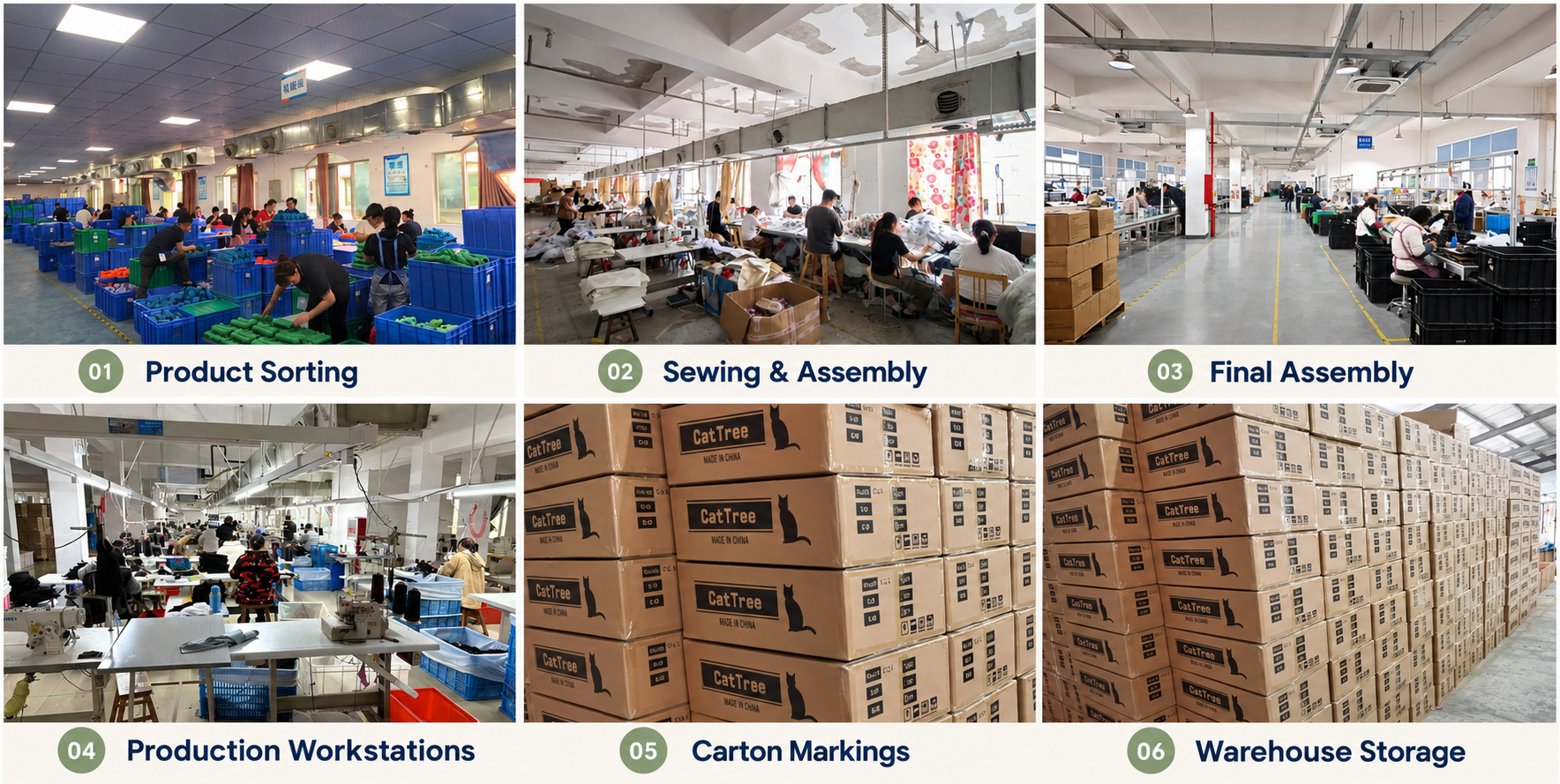 Pet product assembly, carton markings and storage