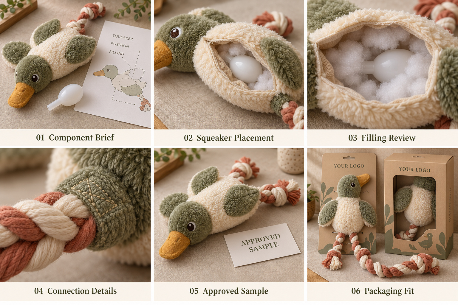 Plush duck functional sample and packaging checks