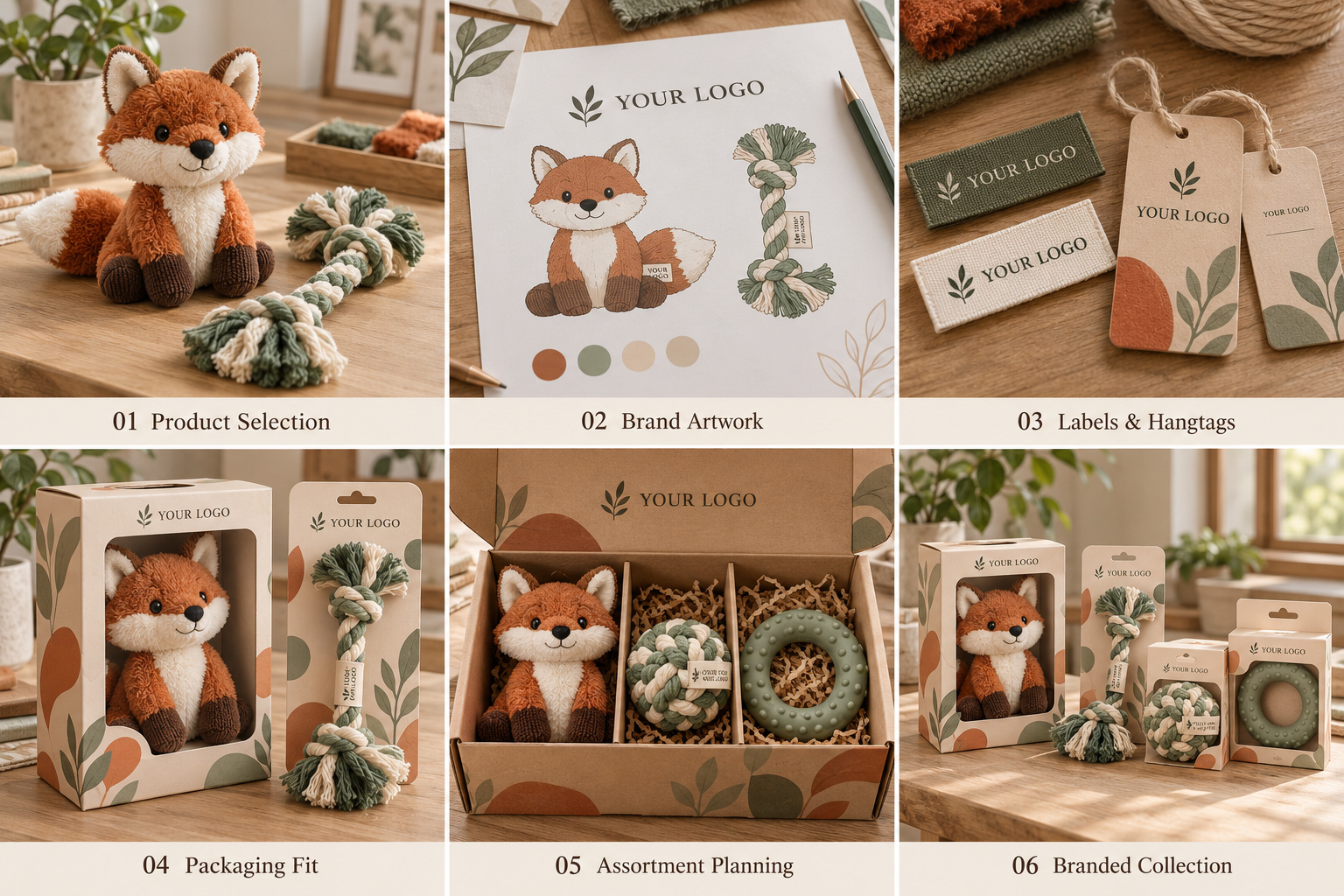 Private label pet toys with kraft packaging