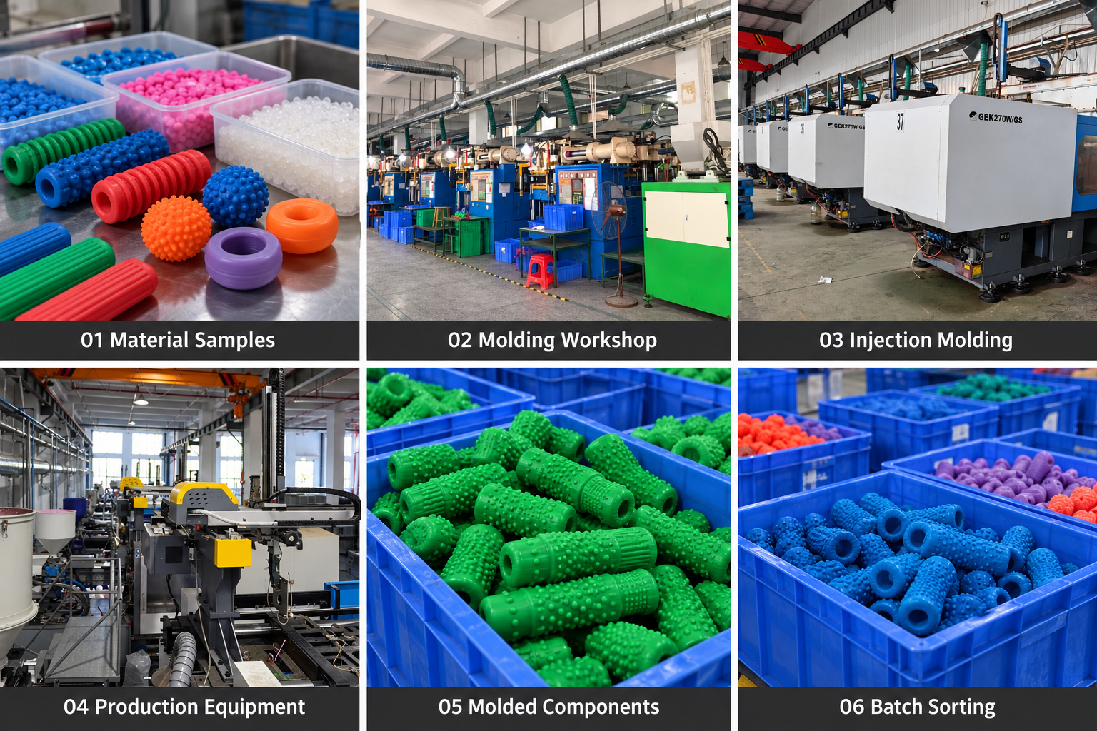 Rubber and TPR pet toy molding equipment and molded components.