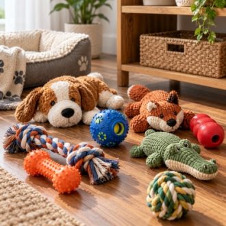 Wholesale dog toys including plush, rubber chew toys, rope toys and interactive balls.