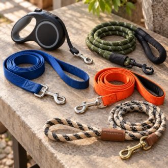 Wholesale pet leashes including nylon webbing, braided rope and retractable leash designs.